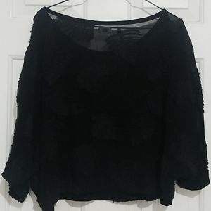 Aritzia Wilfred Sheer Black Palm Leaf Blouse
